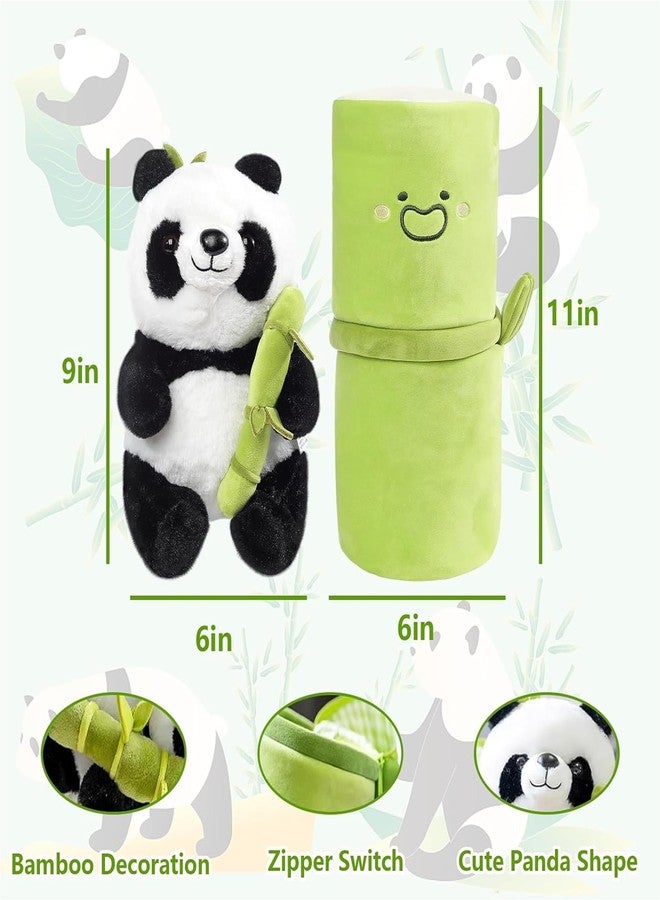 Kidology Panda Stuffed Animal Bamboo Panda Pillow Stuffed Panda Bear Plushies Panda Doll Gifts for Boys Girls Easter Bunny Stuffed Animal Cute Rabbit Plushie (Small, Panda), Green - Image 2